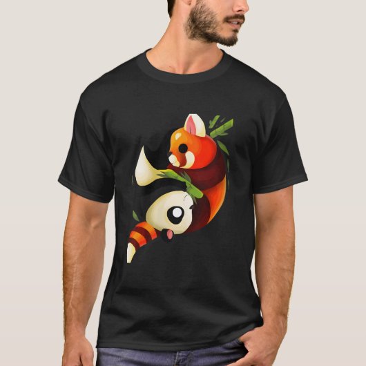 Ying Yang Rode Panda Yin Yang Panda Panda T-shirt (Voorkant)
