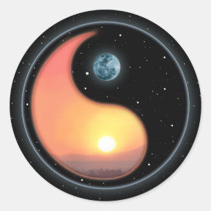 Ying Yang Sunset Ronde Sticker