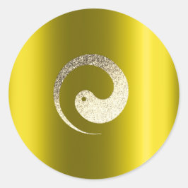 Ying Yang Symbool Balans Geel Goud Pace Spiritueel Ronde Sticker