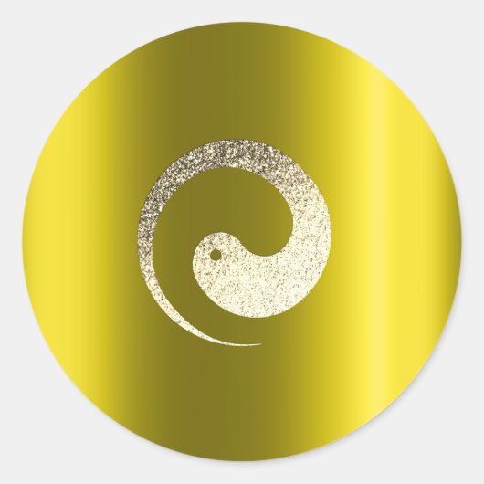 Ying Yang Symbool Balans Geel Goud Pace Spiritueel Ronde Sticker (Voorkant)