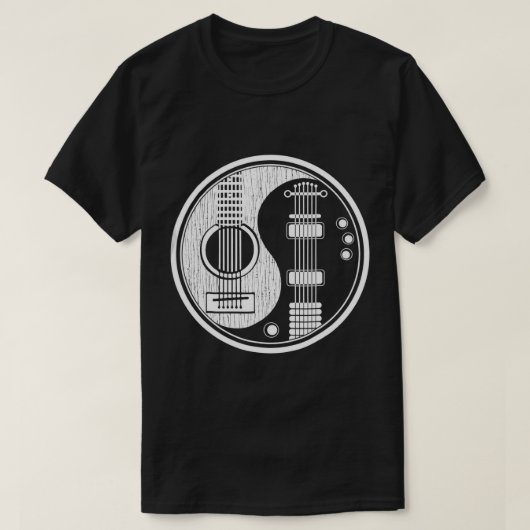 Ying Yang Tee Shirt Acoustic Guitar TShirt Rock st (Design voorkant)