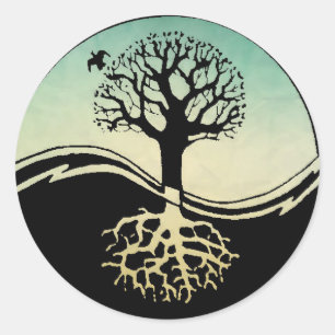 Ying Yang Tree of Life Ronde Sticker