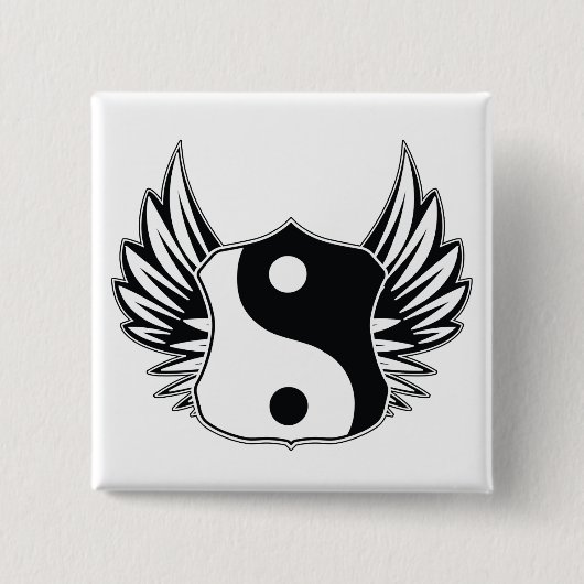 Ying Yang Wings Vierkante Button 5,1 Cm (Voorkant)