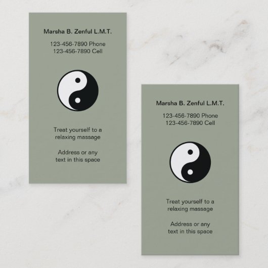 Ying Yang Zen Massage Visitekaartje (Voorkant / Achterkant)