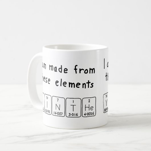 Yinthe periodieke lijst - noem mok (Voorkant links)