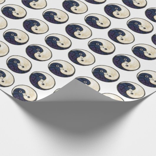 YinYang duiven inpakpapier op wit (Hoek)