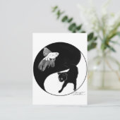 YinYang Fish and Cat - Zwart en wit Briefkaart (Staand voorkant)