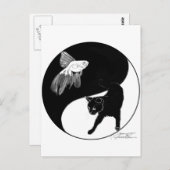 YinYang Fish and Cat - Zwart en wit Briefkaart (Voorkant / Achterkant)