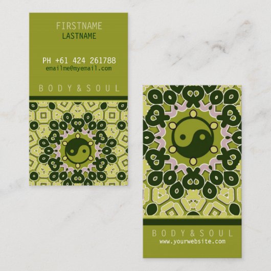 YINYANG green Visitekaartje (Voorkant / Achterkant)