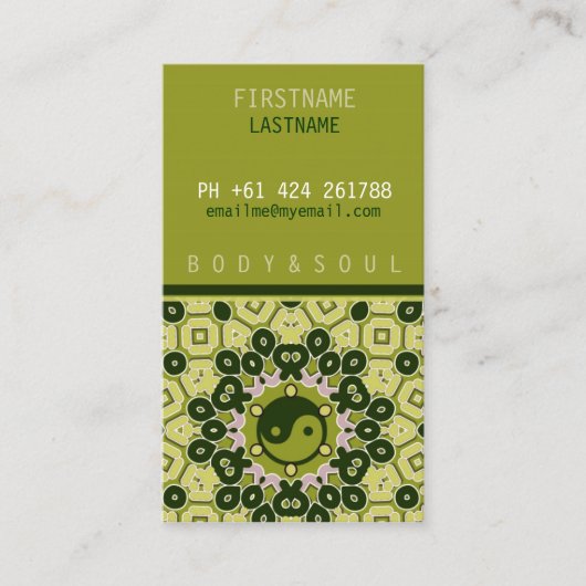 YINYANG green Visitekaartje (Voorkant)