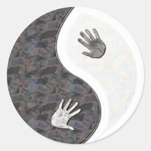 yinyang handen ronde sticker (Voorkant)