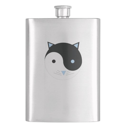 YinYang Kat in blauw Schattige Meditatie Yoga Ontw Flacon (Voorkant)