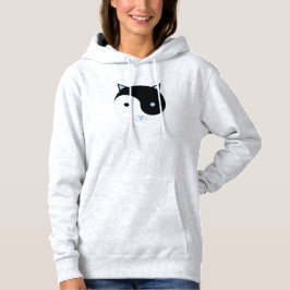 YinYang Kat in blauw Schattige Meditatie Yoga Ontw Hoodie