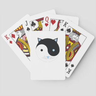 YinYang Kat in blauw Schattige Meditatie Yoga Ontw Pokerkaarten