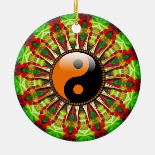 YinYang Mexican Sun flower Ceramic Ornament (Achterkant)