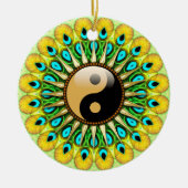 YinYang Peacock Sun Circle Ceramic Ornament (Voorkant)