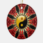 YinYang Red Tribal Flower Ceramic Ornament (Links)