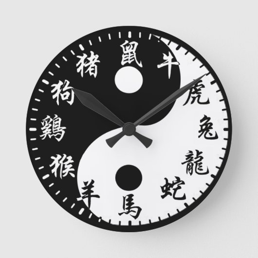 YinYang Zodiac Ronde Klok (Voorkant)