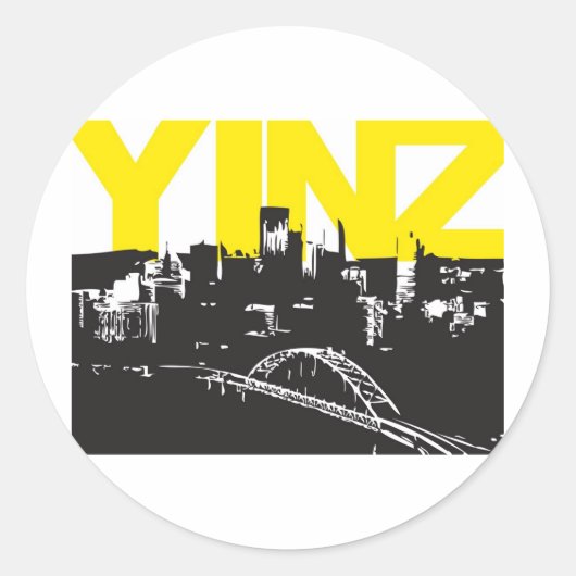 Yinz Pittsburgh Ronde Sticker (Voorkant)