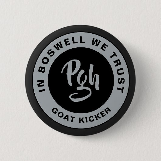 Yinzer Sluiting Custom Black Burgh  PGH Ronde Button 5,7 Cm (Voorkant)