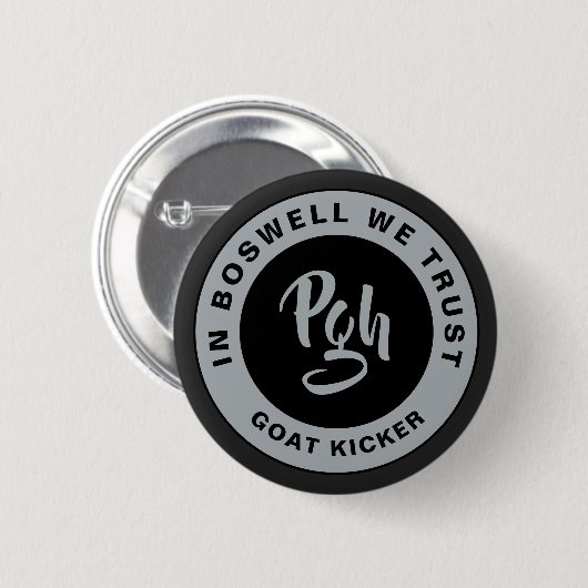 Yinzer Sluiting Custom Black Burgh  PGH Ronde Button 5,7 Cm (Voorkant /achterkant)