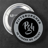 Yinzer Sluiting Custom bovenkleding Burgh PGH Ronde Button 5,7 Cm