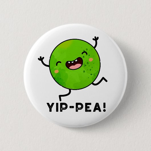Yip-pea Happy Pea Pun Ronde Button 5,7 Cm (Voorkant)