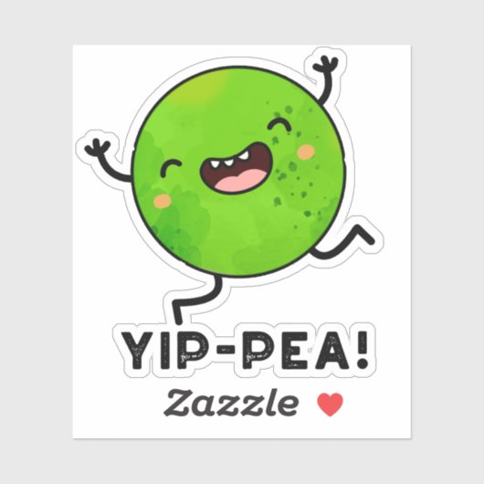 Yip-pea Happy Pea Pun Sticker (Vel)