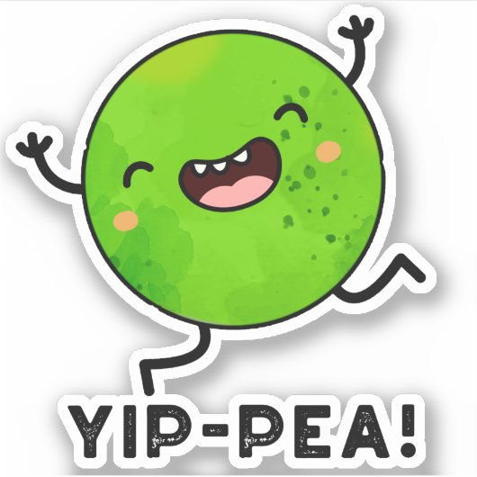 Yip-pea Happy Pea Pun Sticker (Voorkant)