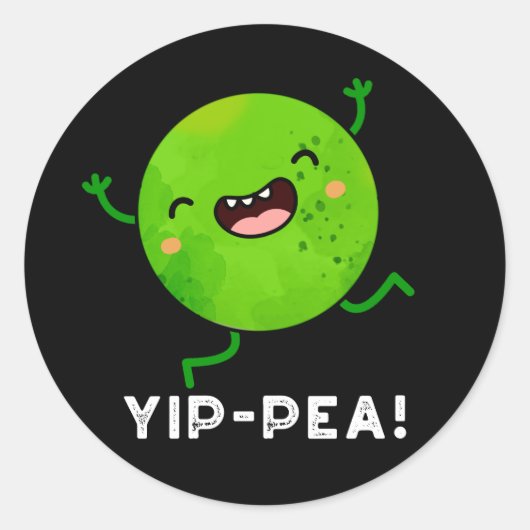 Yip-pea Happy Pun Dark BG Ronde Sticker (Voorkant)