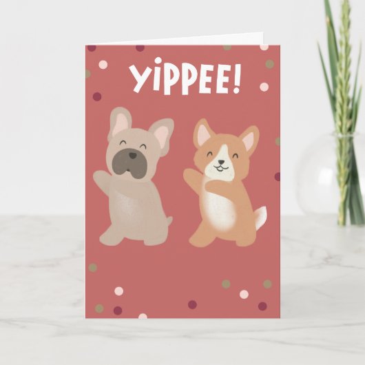 Yippee Dancing Dogs Felicitaties Wenskaart Kaart (Voorkant)