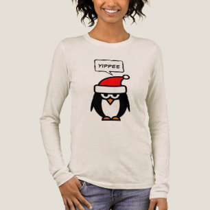 Yippee grappige sarcastische Kerstman pinguïn Kers Tri-Blend Shirt