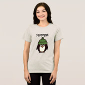 Yippee grappige sarcastische pinguïn cartoon dames Tri-Blend shirt (Voorkant volledig)