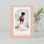 Yippee! Happy New Year Fun Modern Stripes Foto Folie Feestdagenkaart (Staand Voorkant)