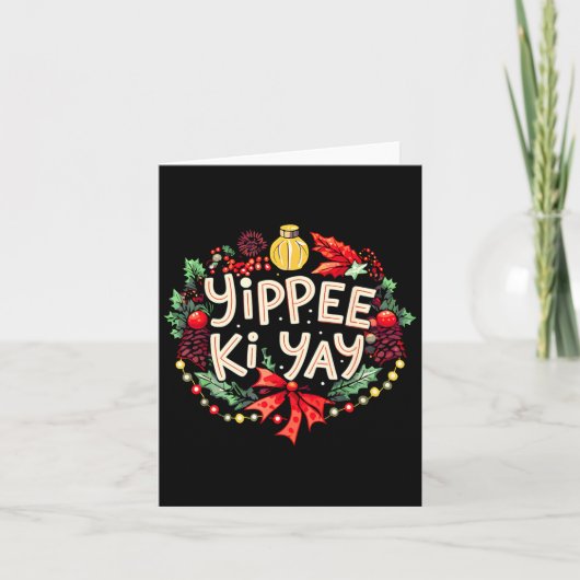 Yippee-ki-yay Funny Christmas Party Long Sleeve  Kaart (Voorkant)