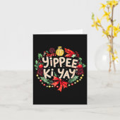 Yippee-ki-yay Funny Christmas Party Long Sleeve  Kaart (Gele Bloem)