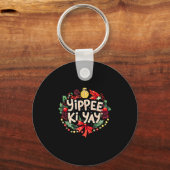 Yippee-ki-yay Funny Christmas Party Long Sleeve Sleutelhanger (Voorkant)