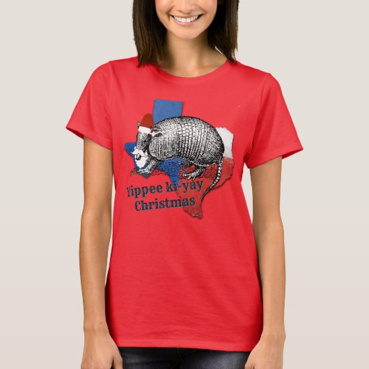 Yippee ki-yay Kerstmis Texas Armadillo T-shirt (Voorkant)