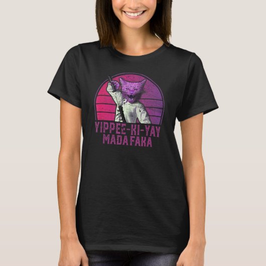 Yippee Ki Yay Madafaka Kat T-shirt (Voorkant)