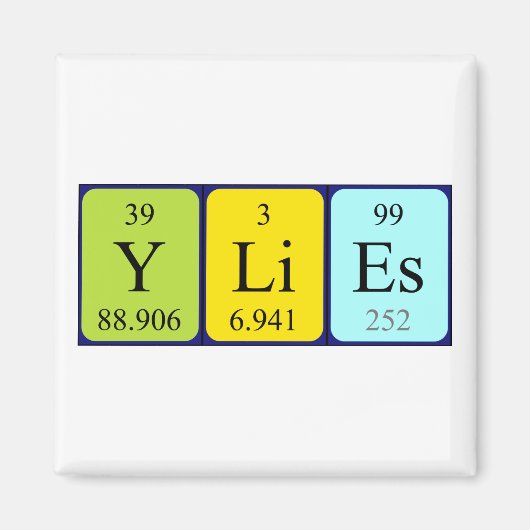 Ylies periodieke lijstnaam magnet (Voorkant)