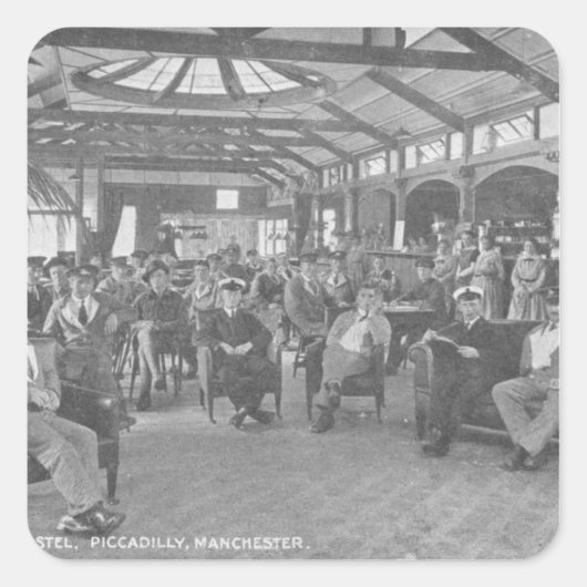 YMCA Hostel, Piccadilly, Manchester, c.1910 Vierkante Sticker (Voorkant)