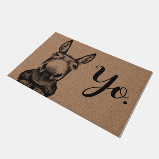 Yo Amazing Donkey Doormat, Funny Donkey Mat (Schuin)