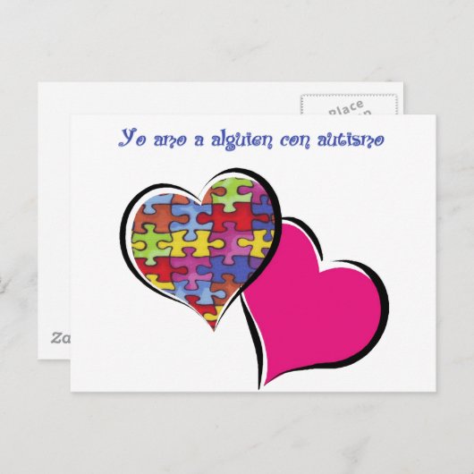 Yo amo a alguien con autismo briefkaart (Voorkant / Achterkant)