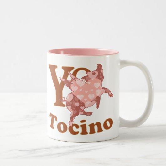 Yo Amo Tocino spaans I LOVE BACON varvarken Tweekleurige Koffiemok (Rechts)