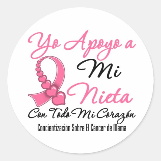 Yo Apoyo a Mi Nieta - Cáncer de Mama Ronde Sticker (Voorkant)