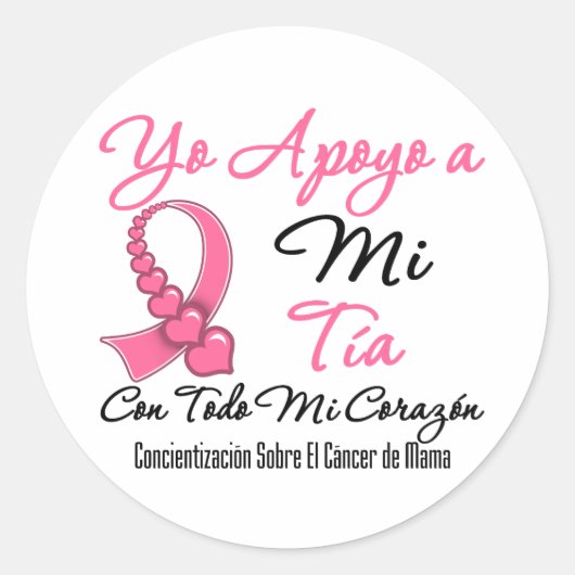 Yo Apoyo a Mi Tía - Cáncer de Mama Ronde Sticker (Voorkant)