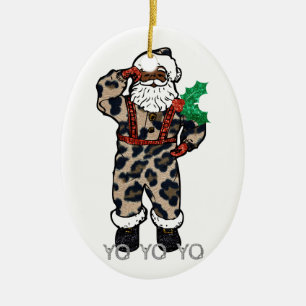 yo black santa keramisch ornament