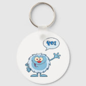 Yo Blue Monster Waving Sleutelhanger (Voorkant)