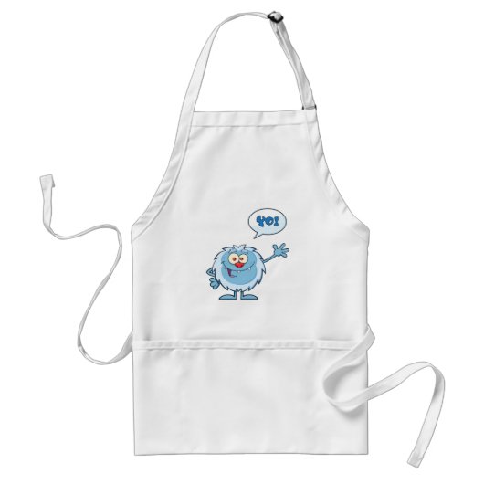 Yo Blue Monster Waving Standaard Schort (Voorkant)