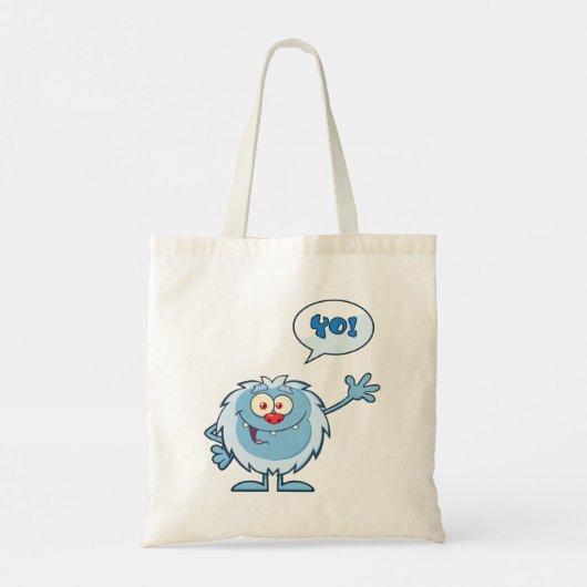 Yo Blue Monster Waving Tote Bag (Achterkant)
